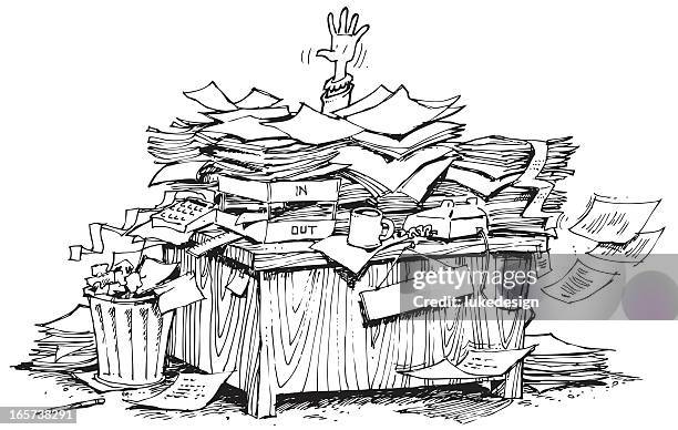 buried in work - buried paperwork stock illustrations