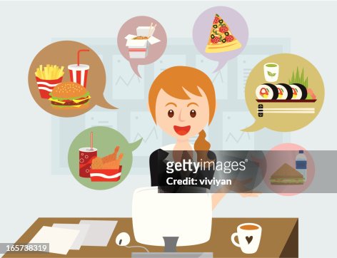 79 Office Lunch High Res Illustrations - Getty Images