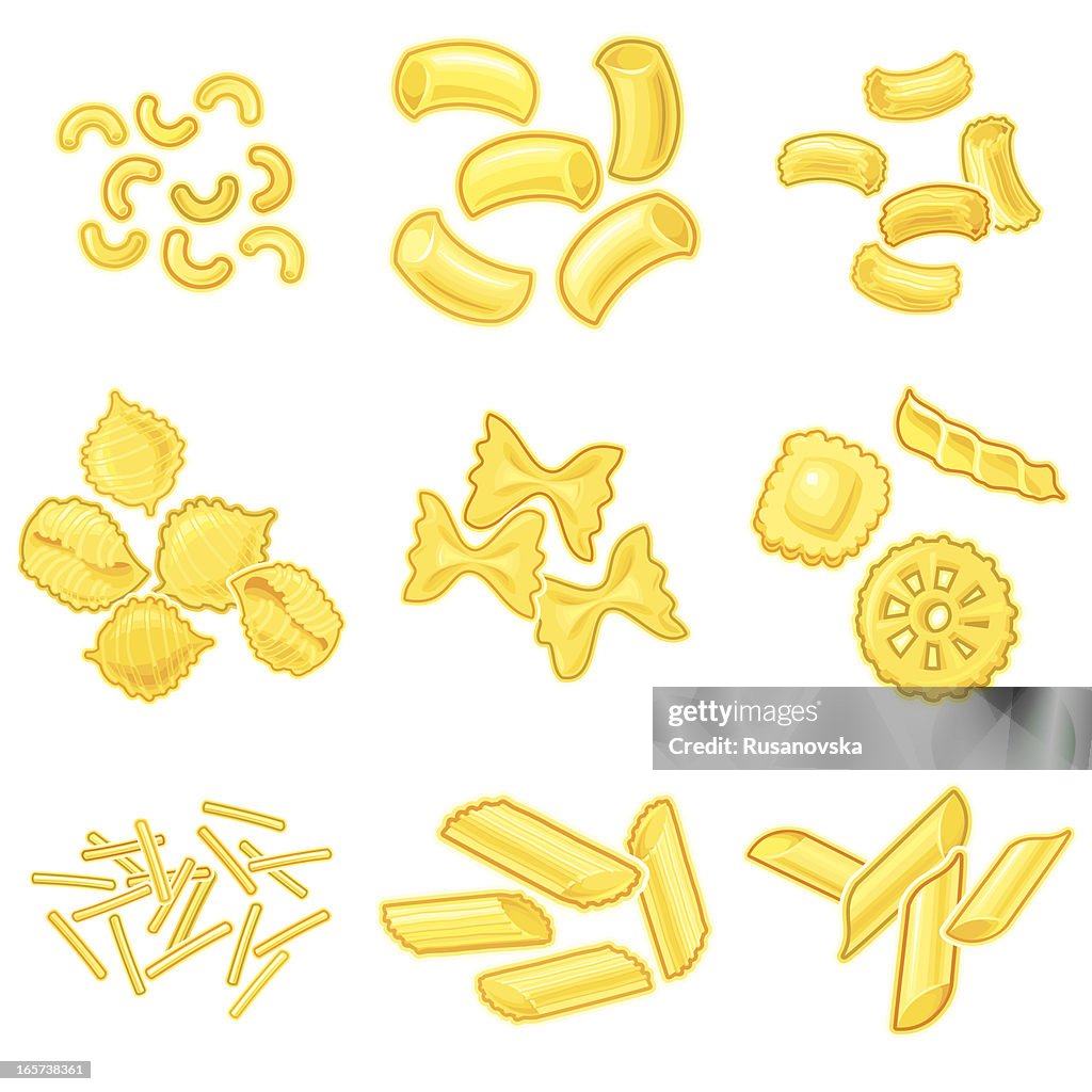 Set of Different Pasta Types