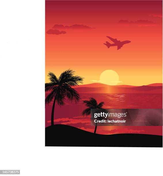 sunset - lagoon stock illustrations