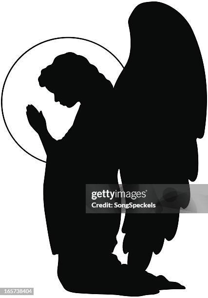 angel praying silhouette - angel vector stock illustrations