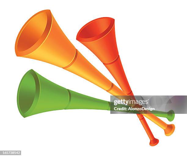 three vuvuzelas - african soccer fans stock illustrations