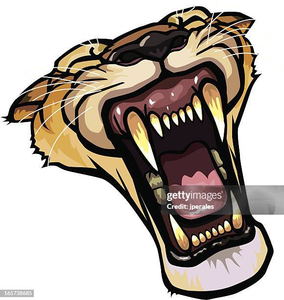 lioness roaring - lioness stock illustrations
