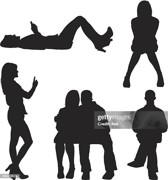 people lounging around - man lying on back stock illustrations