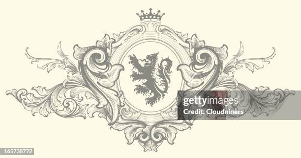 ilustraciones, imágenes clip art, dibujos animados e iconos de stock de barroco nobleza escudo de armas - intricacy