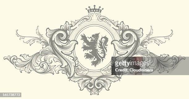 illustrazioni stock, clip art, cartoni animati e icone di tendenza di barocco sovranità blasone - famiglia reale