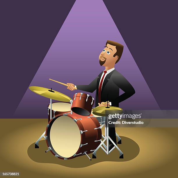 drummer - drum set stock illustrations