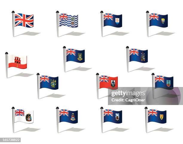 illustrations, cliparts, dessins animés et icônes de monde drapeaux: territoires d'outre-mer britannique - marquer son territoire