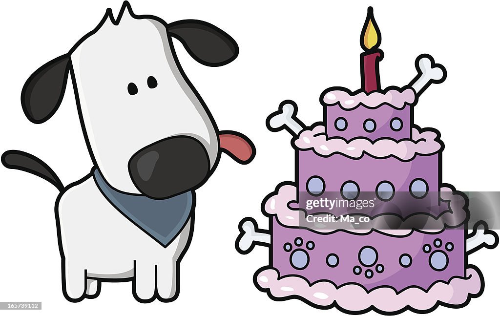 Puppy birthday with dog cake