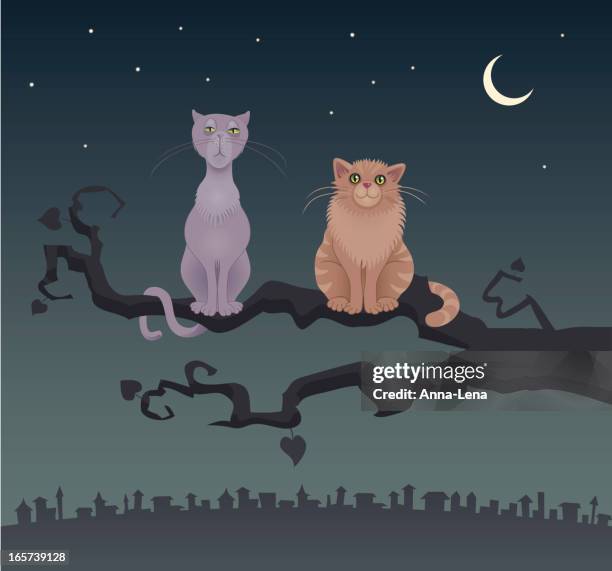 cat friends - skyline stock illustrations