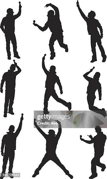 man has an idea holding a light bulb - people reaching stock illustrations