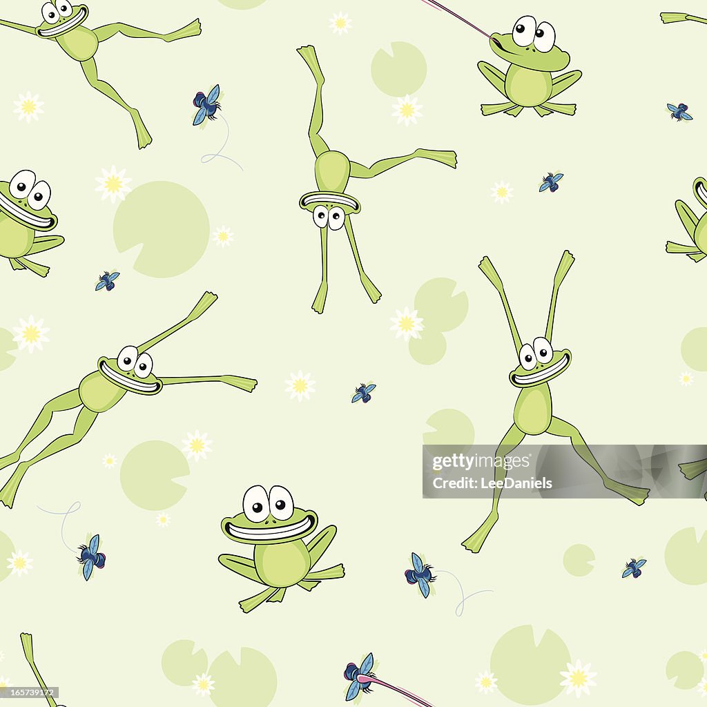 Seamless Pattern - Frogs and Lily pads