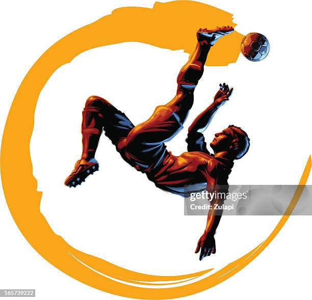 stockillustraties, clipart, cartoons en iconen met celscratch illustration: scissors kick - sportsman stock illustrations