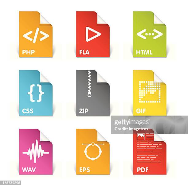 colored icons - file extensions - gif stock illustrations