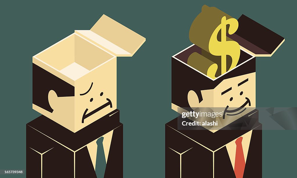 Cabezal vacío y dinero cerebro