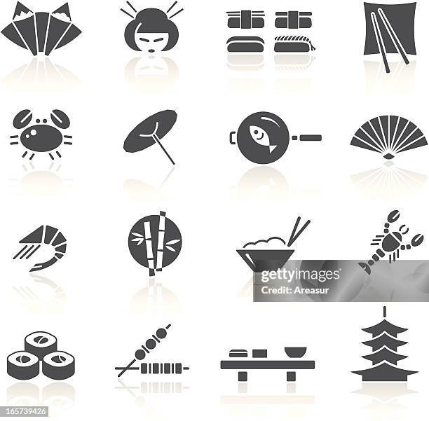 japanese food & culture - fan icon stock illustrations