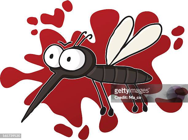 Cartoon Flying Mosquito With Blood Background High-Res Vector Graphic -  Getty Images
