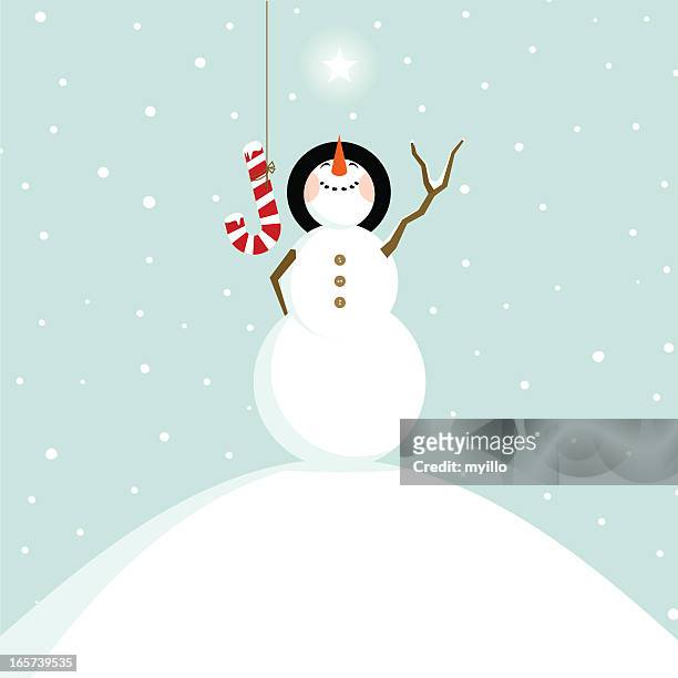joy weihnachten schneemann spaß glücklich vektor-illustration - snowman stock-grafiken, -clipart, -cartoons und -symbole