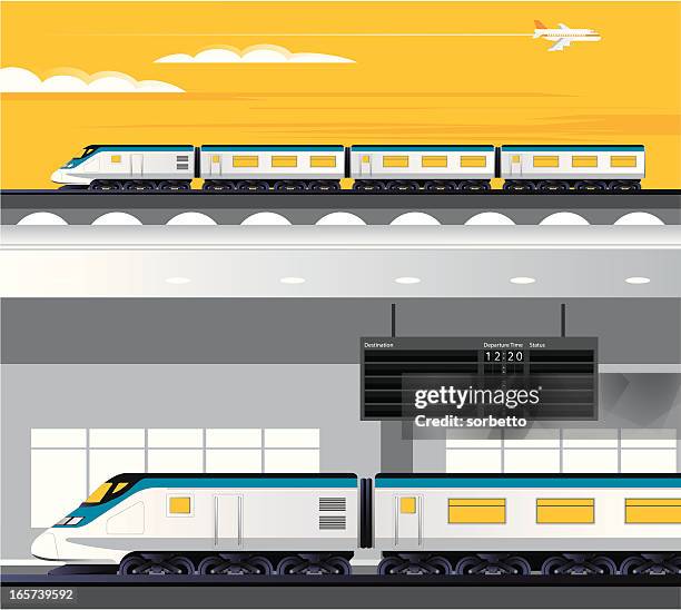 stockillustraties, clipart, cartoons en iconen met travelling by train vector illustration - station de vacances