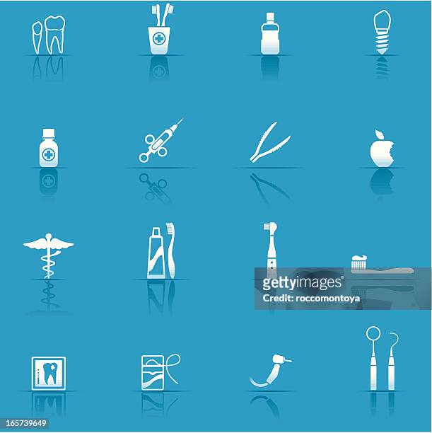 stockillustraties, clipart, cartoons en iconen met icon set, dental equipment - electric toothbrush
