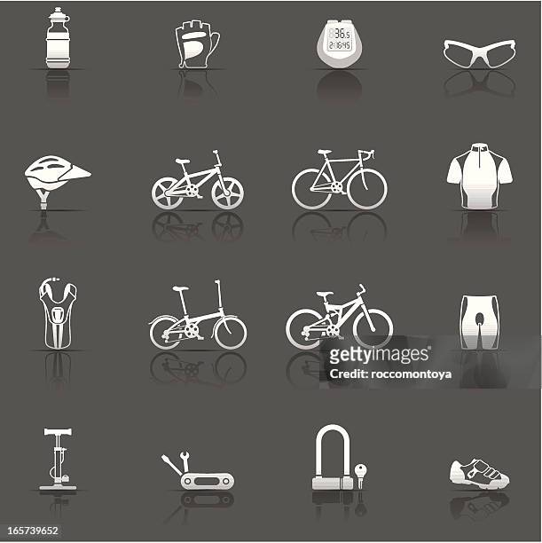 icon set, cycling - bike lock stock illustrations
