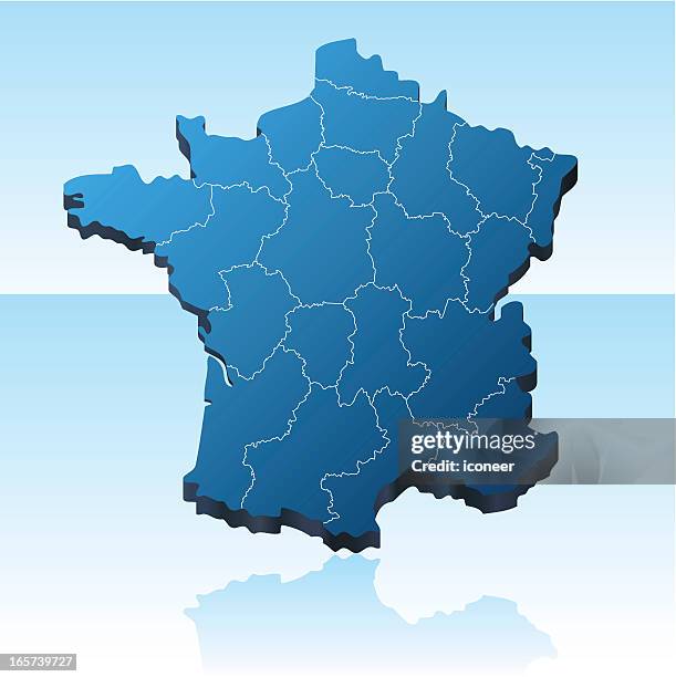 ilustraciones, imágenes clip art, dibujos animados e iconos de stock de mapa tridimensional de francia - champagne region