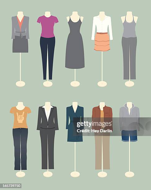 ilustraciones, imágenes clip art, dibujos animados e iconos de stock de women's clothing - jacket