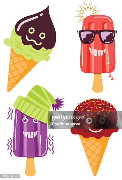 frozen treats - chocolate face stock illustrations