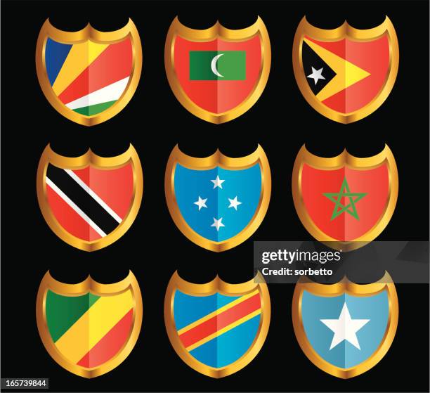 national flag shield icon set - seychelles stock illustrations