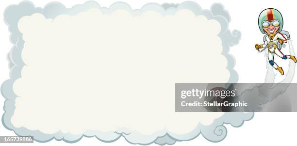 jet pack skywriting - rocket propulsion stock illustrations