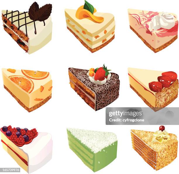 stockillustraties, clipart, cartoons en iconen met cakes - chocolate cake