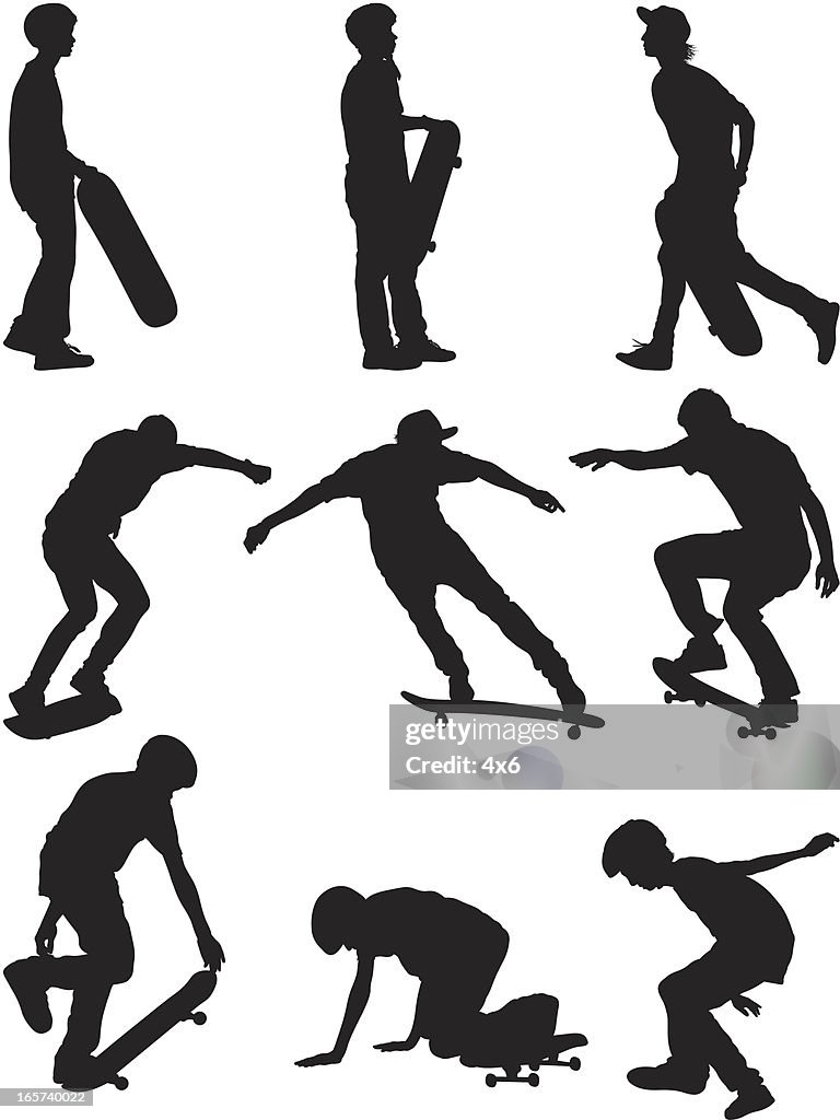 Boys skateboarding