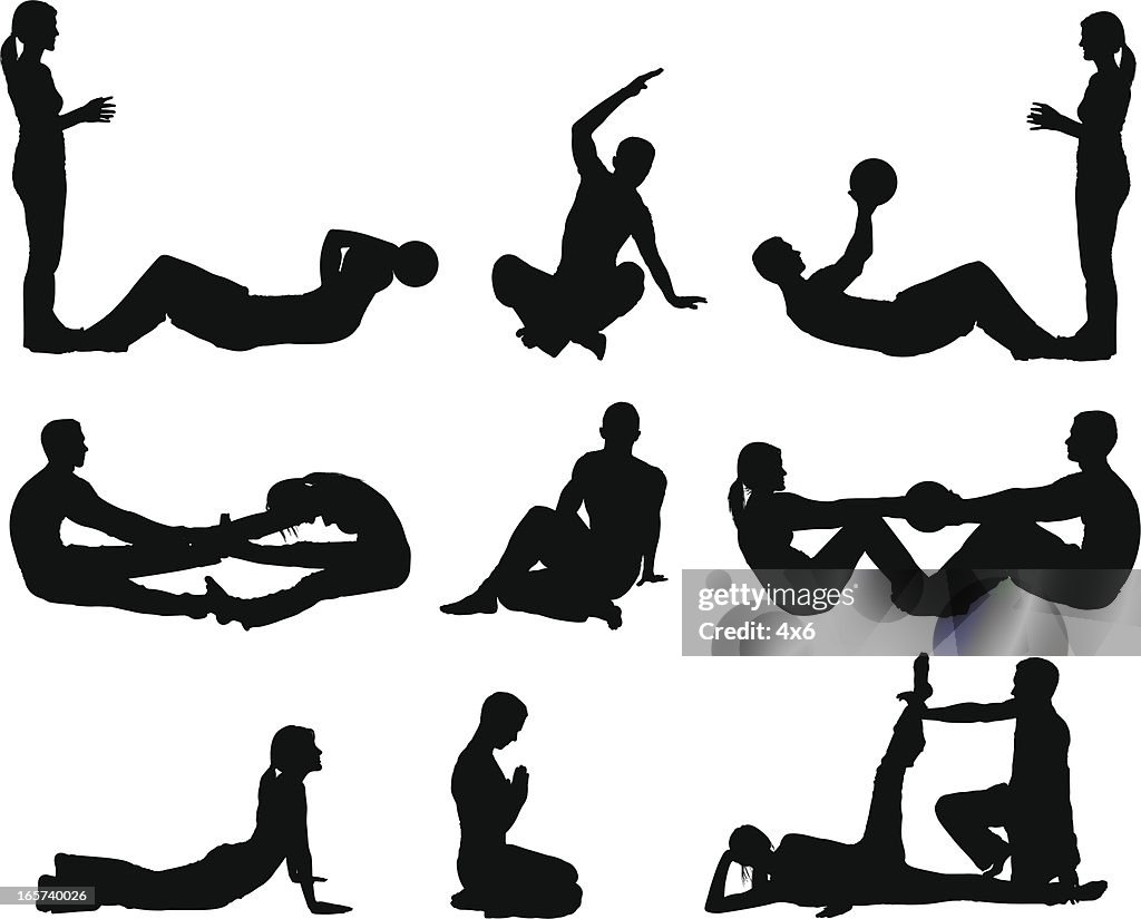 Yoga pilates workout men and women