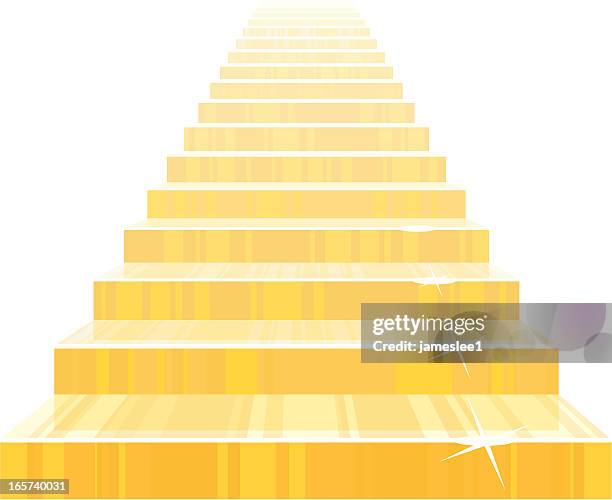 golden staircase - metal staircase stock illustrations