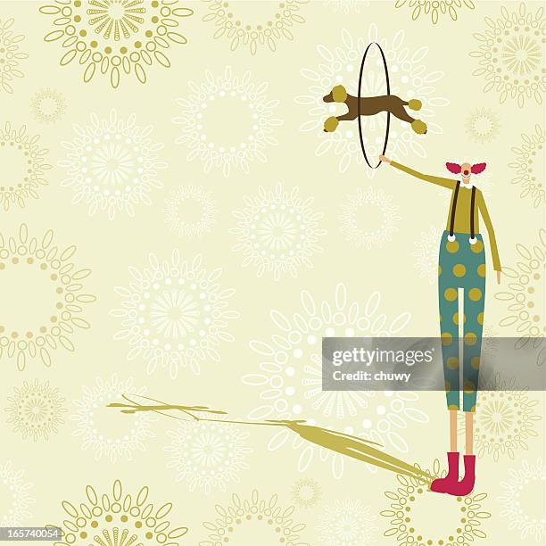 hoop-jumping hund's show - zirkus stock-grafiken, -clipart, -cartoons und -symbole