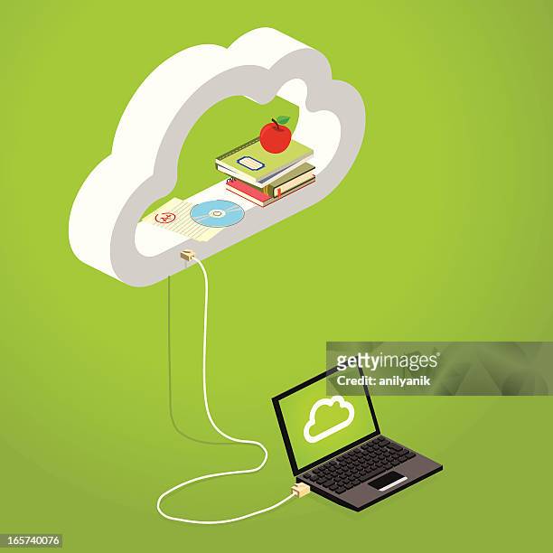 e-learning / cloud computing - cloud computing isometric stock illustrations