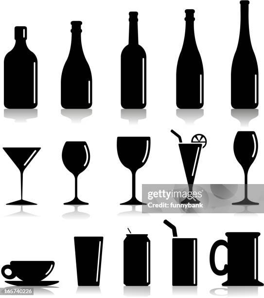 ilustrações, clipart, desenhos animados e ícones de silhuetas de vidro - garrafa de vinho garrafa