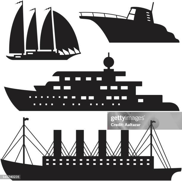 Black Silhouettes Boats, Bildbanksbilder