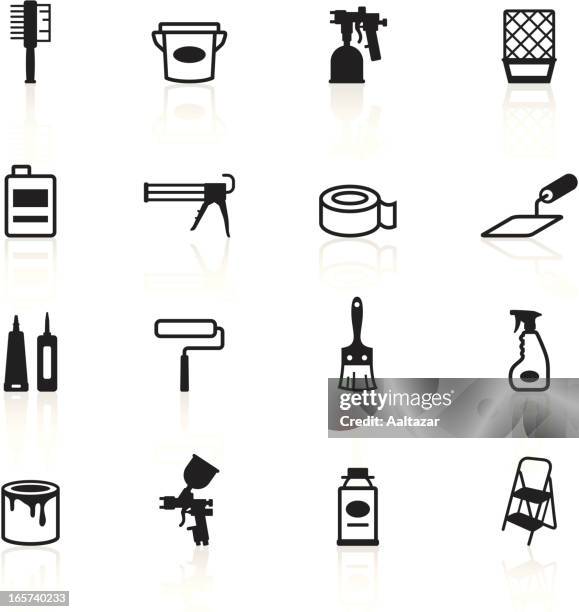 stockillustraties, clipart, cartoons en iconen met black symbols - painting tools - paint tube