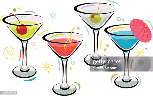 ilustrações, clipart, desenhos animados e ícones de martini de tempo - martini