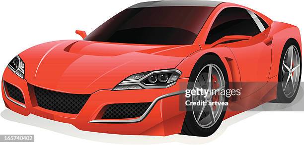 ilustraciones, imágenes clip art, dibujos animados e iconos de stock de coche deportivo rojo - coche deportivo