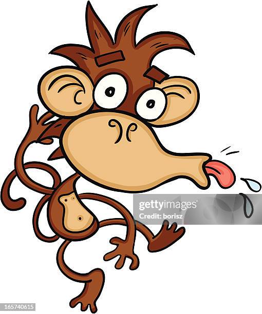 wacky monkey - animal saliva stock illustrations