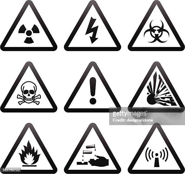 simple warning signs - corrosive stock illustrations