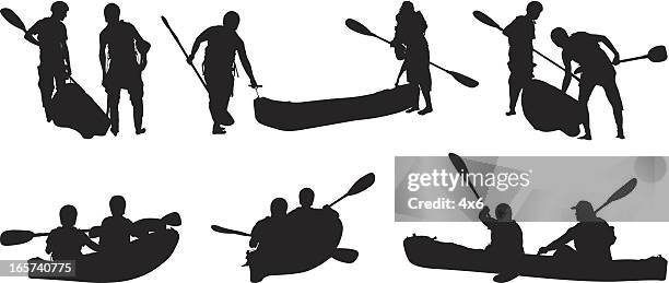friends canoeing - people on canoe clip art stock illustrations