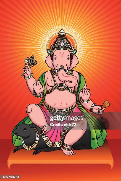 illustrazioni stock, clip art, cartoni animati e icone di tendenza di lord ganesha - induismo