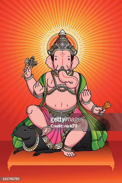 stockillustraties, clipart, cartoons en iconen met lord ganesha - animal trunk