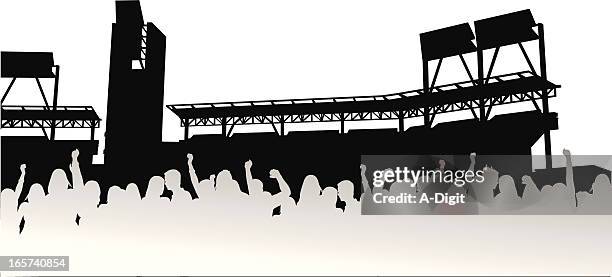 stadium crowd vector silhouette - stadium stock illustrations