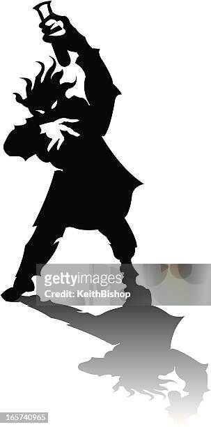 mad scientist, inventor, monster silhouette - mad scientist stock illustrations