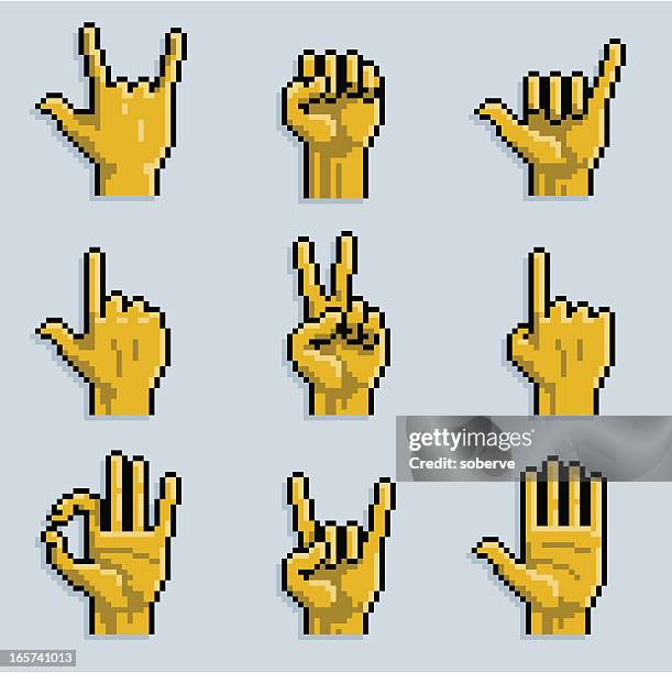 pixel hands - directing stock illustrations