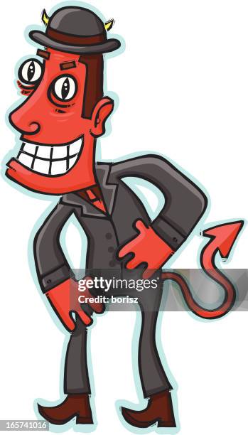 devil man - man smiling teeth stock illustrations